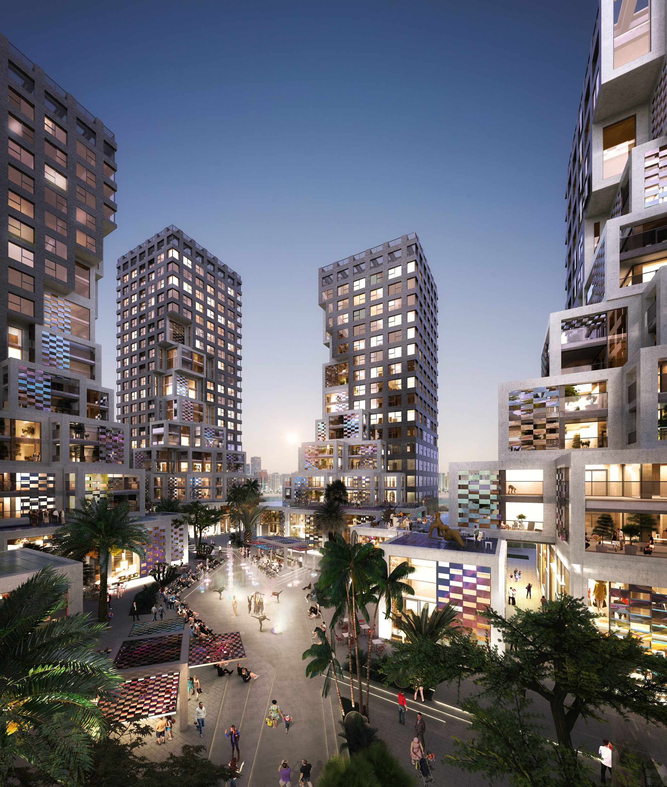 Pixel consists of seven mid-rise towers which will be home to retail, office, co-working and community spaces on the ground and lower levels, while a mix of 480 residential units are set on the upper floors.  “As part of the waterfront development Makers District, Pixel will offer contemporary living in a dynamic setting for future residents, as well as both local and international creatives”, says Jacob van Rijs, MVRDV co-founder.